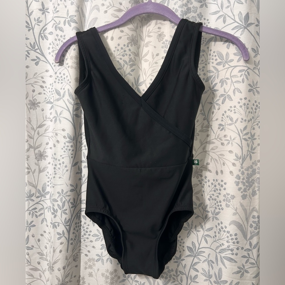 Luckyleo All Black Enchant Leotard Adult Small VGUC